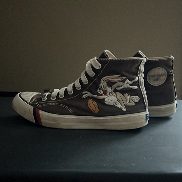 PRO Keds Canvas High Tops Bugs Bunny Blue Heel Tag Mens 9 1/2 Looney Tunes 1993 - Picture 11 of 14